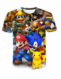 Mario 3D Printed Parent-Child T-shirt