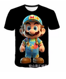 Mario 3D Printed Parent-Child T-shirt