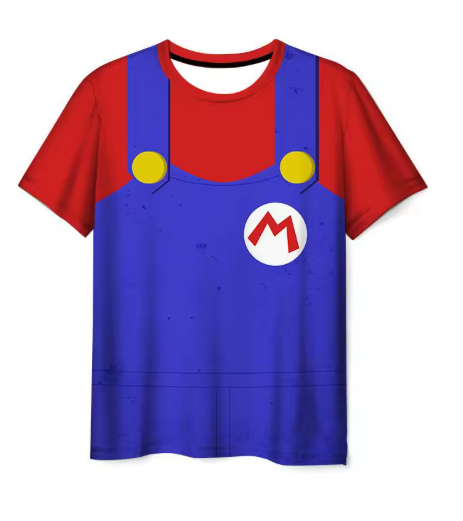 Mario 3D Printed Parent-Child T-shirt