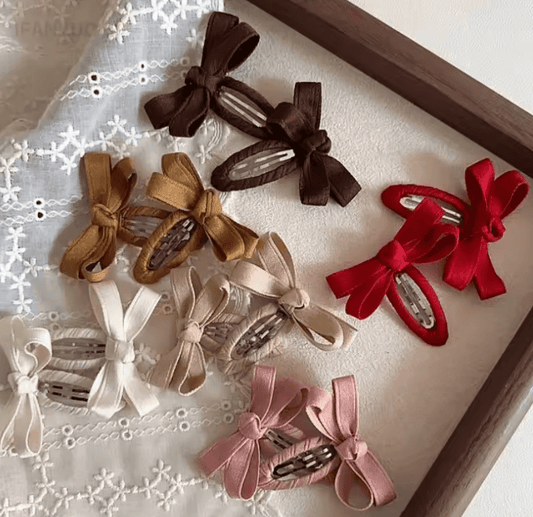 Baby Hair Clips – Autumn & Winter Leaf Color Cotton Bow BB Clips for Children