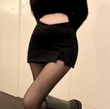 Black Split Mini Skirt – High-Waist Sexy Slit Skirt for Women