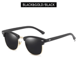 Classic Half Frame Polarized Sunglasses – Retro Rivet Anti-Glare Shades for Men & Women