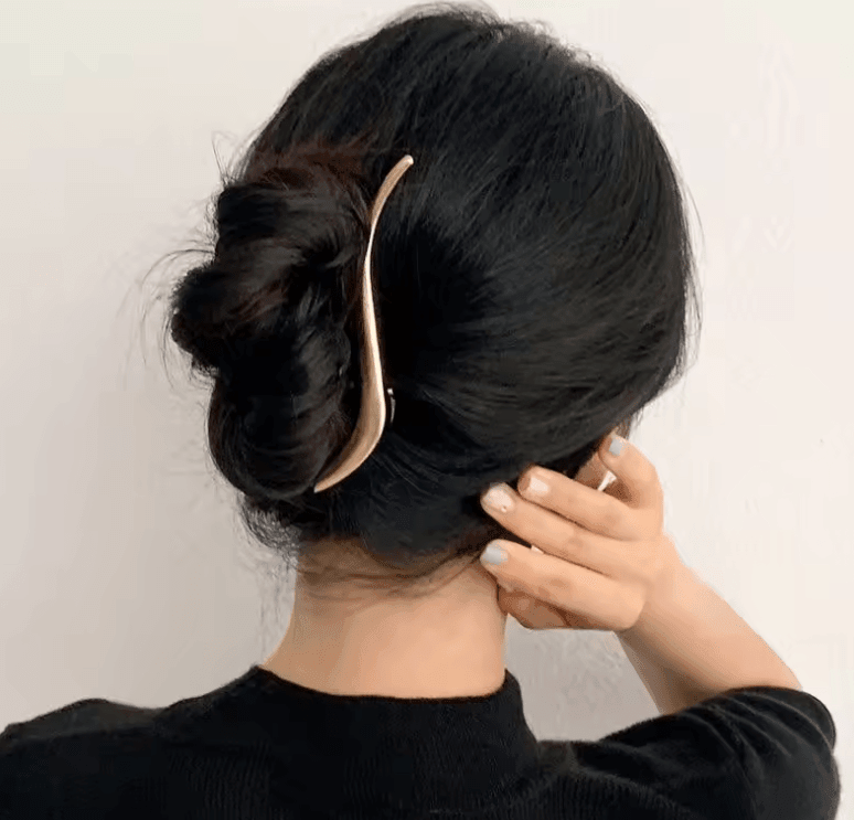 Elegant Gold S-Shaped Metal Hairpins – Fashion Ponytail Clips for Women & Girls