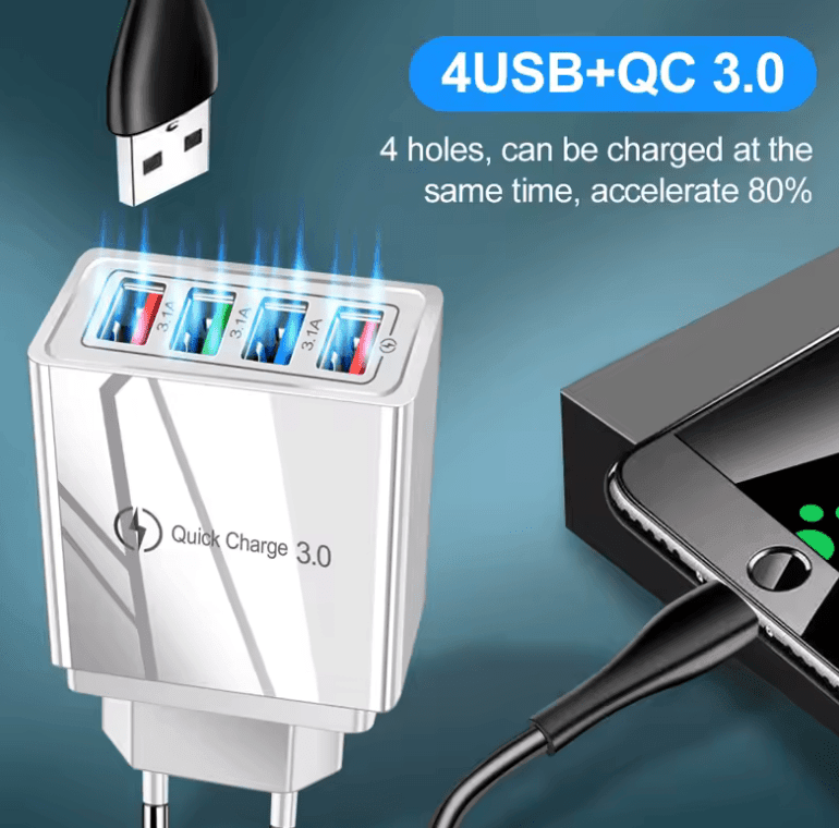 EU Plug USB Quick Charge 3.0 Charger for Huawei, Xiaomi, POCO – Fast Mobile Wall Charger