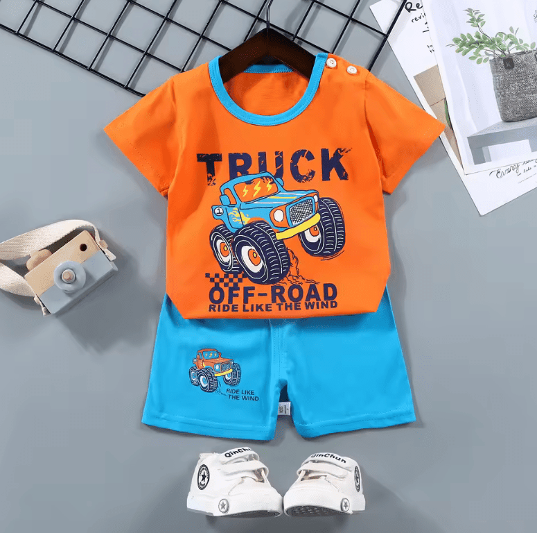 Fashion Kids Clothing Set – 100% Cotton T-Shirt + Shorts for Boys & Girls – Soft Summer 2-Piece Toddler Outfit