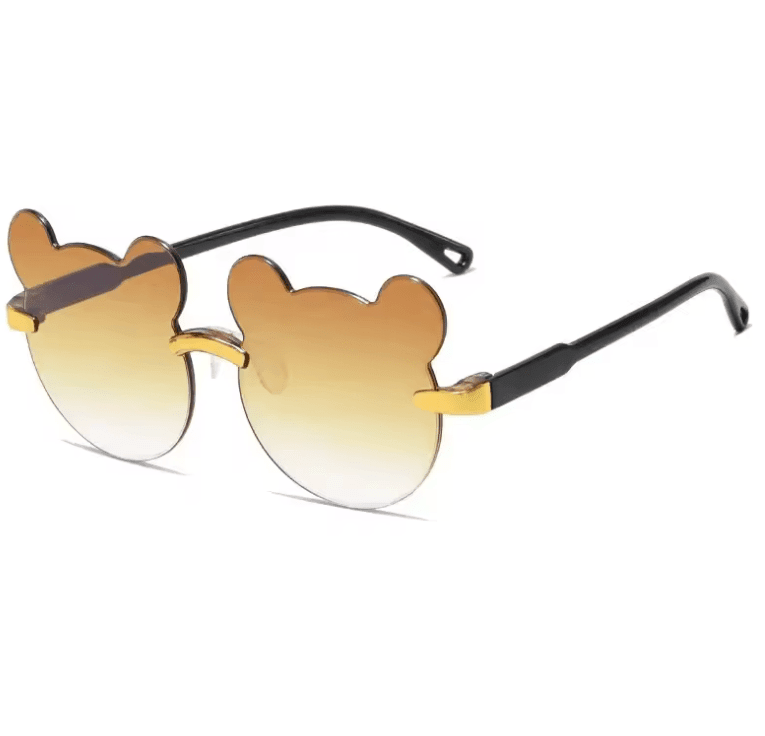 Fashionable Outdoor Travel Skiing Sunglasses for Kids – Cartoon Bear Rimless Sunglasses for Boys & Girls UV400 Protection