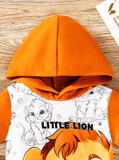 Infant Summer Outfit – Hooded Cartoon Animal Printed Short Sleeve Top + Solid Color Shorts Set for Boys & Girls (1-Year-Old)