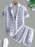 Men’s 2-Piece Summer Outfit – Short-Sleeved Shirt and Beach Shorts Set – Casual Streetwear Y2K Style Suit for Vacation, Beach, or Everyday Fashion