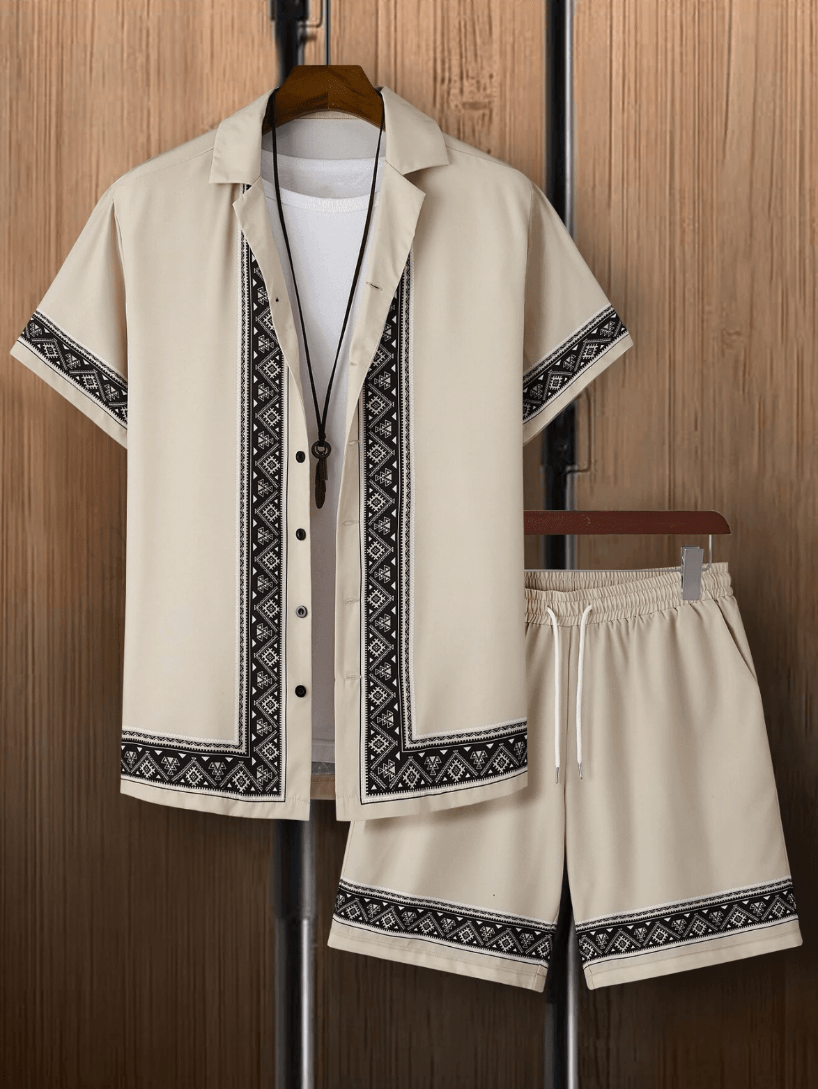 Men’s 2-Piece Summer Outfit – Short-Sleeved Shirt and Beach Shorts Set – Casual Streetwear Y2K Style Suit for Vacation, Beach, or Everyday Fashion