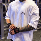 Men’s Collar Sports T-Shirt – Oversized Cotton Summer Tee for Training & Streetwear