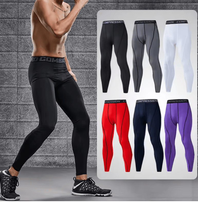 Men’s Compression Pants – Elastic Fitness Tights for Cycling, Running & Gym