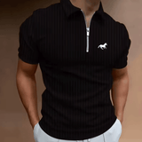 🔥 Men’s Golf Polo Shirt – Casual Quarter Zip, Striped & Stylish for Summer! ⛳👕