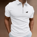 🔥 Men’s Golf Polo Shirt – Casual Quarter Zip, Striped & Stylish for Summer! ⛳👕