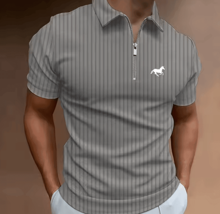 🔥 Men’s Golf Polo Shirt – Casual Quarter Zip, Striped & Stylish for Summer! ⛳👕