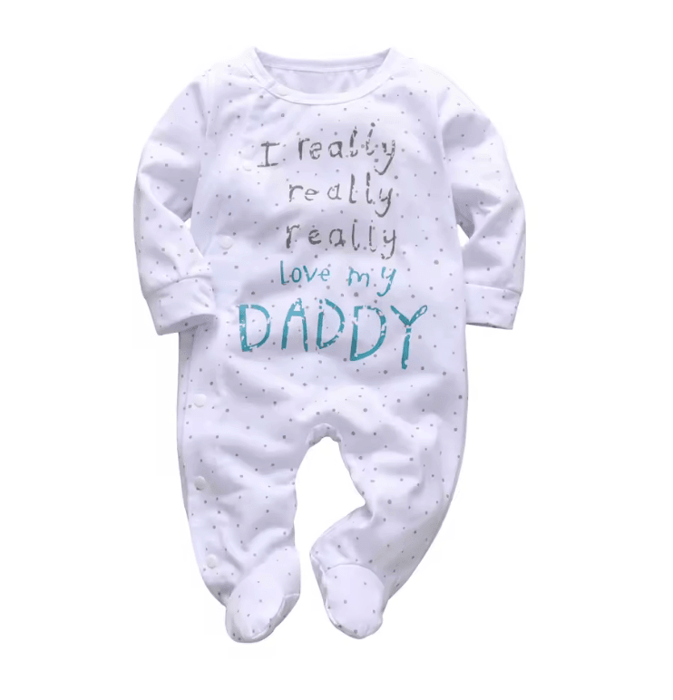 Newborn Baby Romper – Cotton Long Sleeve Jumpsuit for Boys & Girls – Family Daddy/Mummy Letter Print Pajamas Outfit