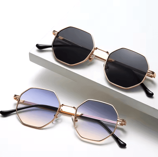 Polygon Metal Sunglasses – Vintage Frame Luxury Brand Design for Men & Women