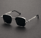 Retro Steampunk Square Metal Frame Glasses – Unisex Eyewear with Spring Temples for Party, Travel & Outdoor Style