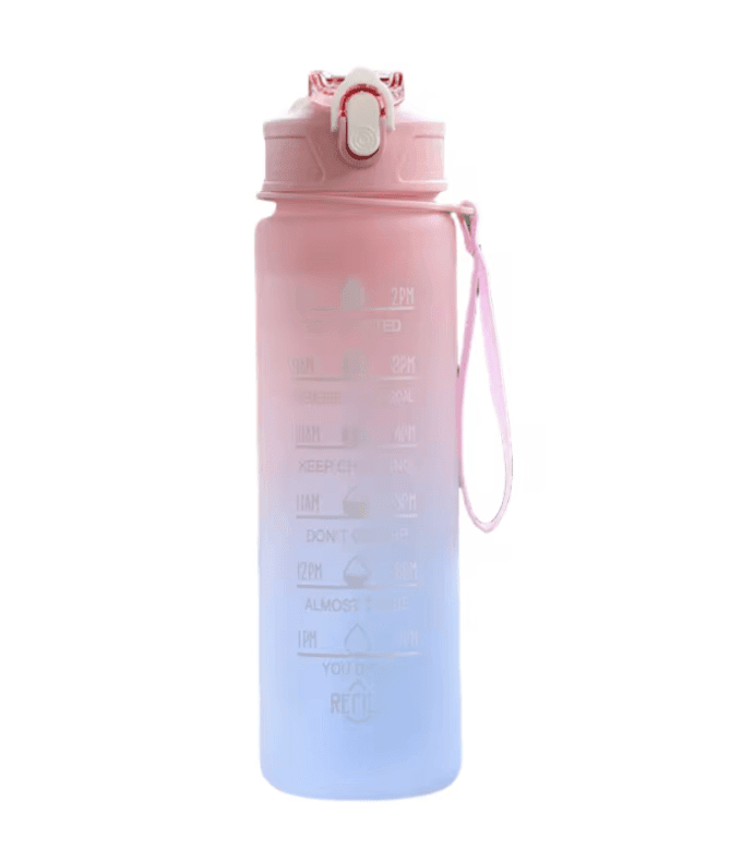 Sports Water Bottle with Time-Tracking Straw – Leak-Proof Locking Flip Cover for Outdoor Adventures