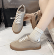 Spring and Autumn Women’s Casual Lace-Up Shoes – Fashionable Khaki Low-Top with Round Toe and Flat Sole