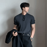 🔥 Summer Men’s Ice Silk Knitted Top – Slim Fit, Trendy Round Neck T-Shirt! 👕