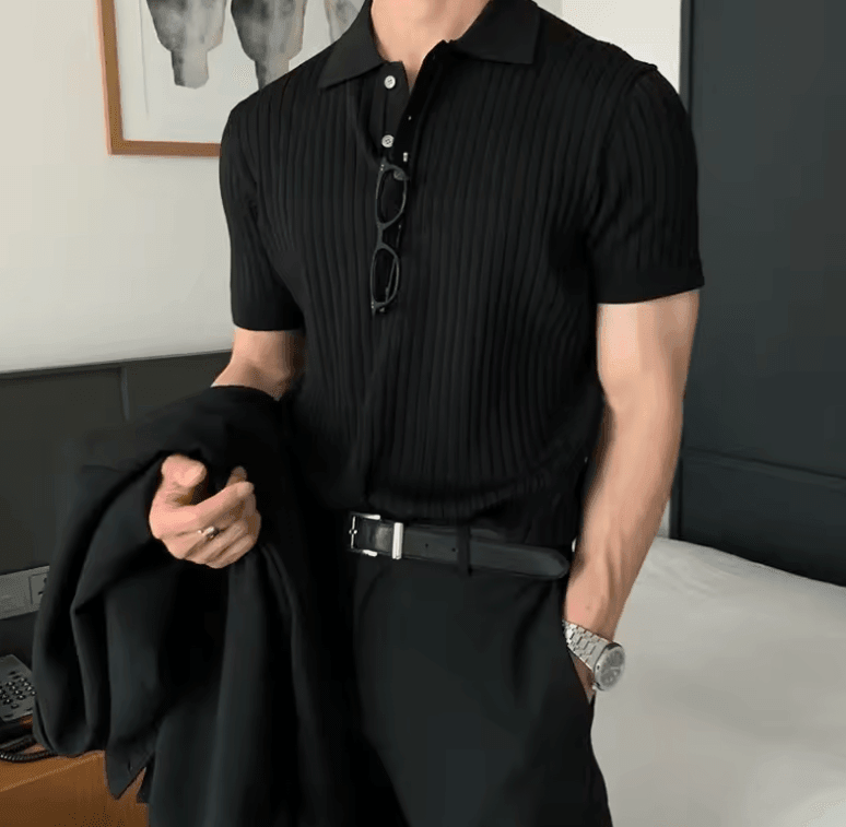 🔥 Summer Men’s Retro Striped Polo Shirt – Cozy, Thin & Stylish for 2025! 👕🌞