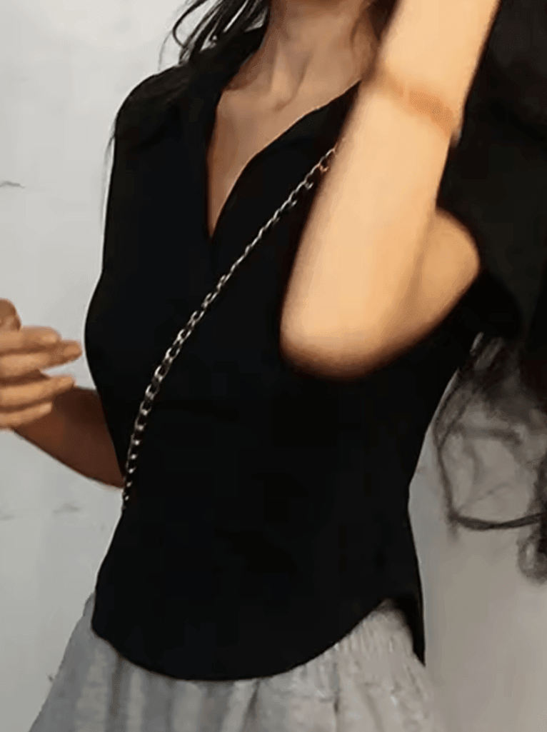Summer Short Sleeve Lapel Top – Women’s Retro V-Neck Crop Tee | Slim & Versatile