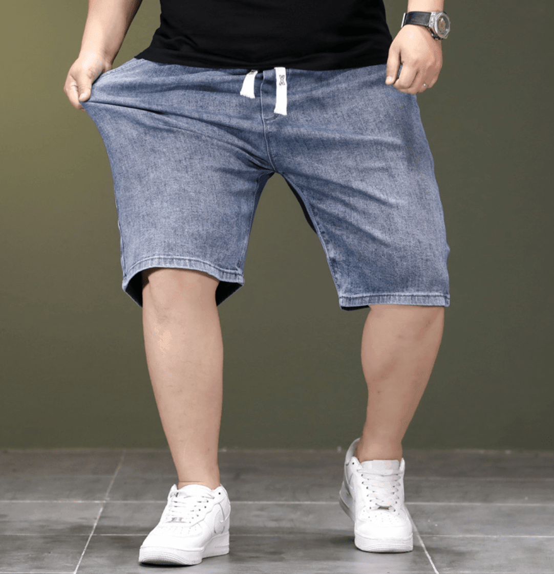 🔥 Summer Thin Plus Size Elastic Waist Denim Shorts for Men – Comfortable & Stylish
