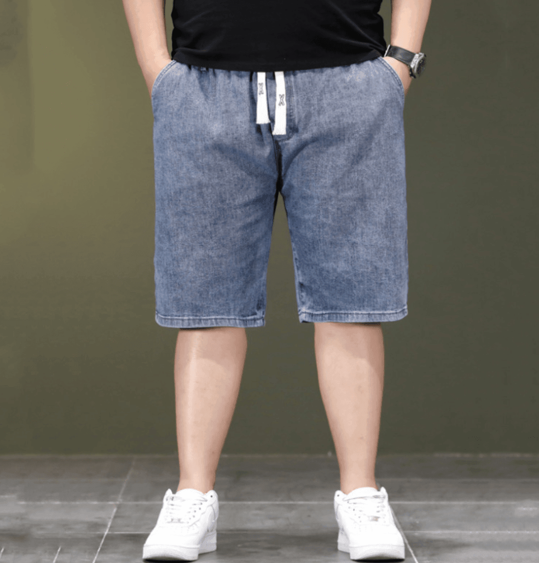 🔥 Summer Thin Plus Size Elastic Waist Denim Shorts for Men – Comfortable & Stylish