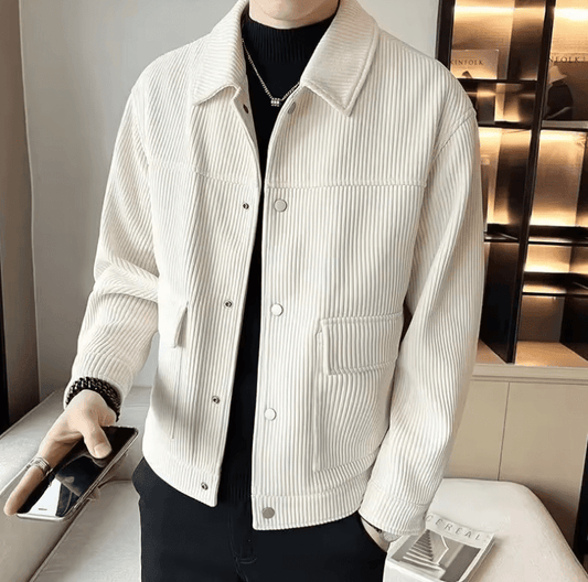 Trendy Corduroy Work Jacket for Men – Spring & Autumn 2025 High-End Casual Loose Fit | Stylish Lapel Design