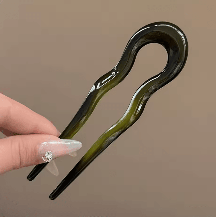 U-Shaped Hair Fork – Fashion Tortoiseshell Acetate Hairpin for Women & Girls