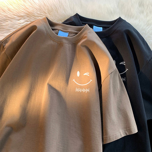 Funny Smiling Face Couple Short Sleeve T-Shirt