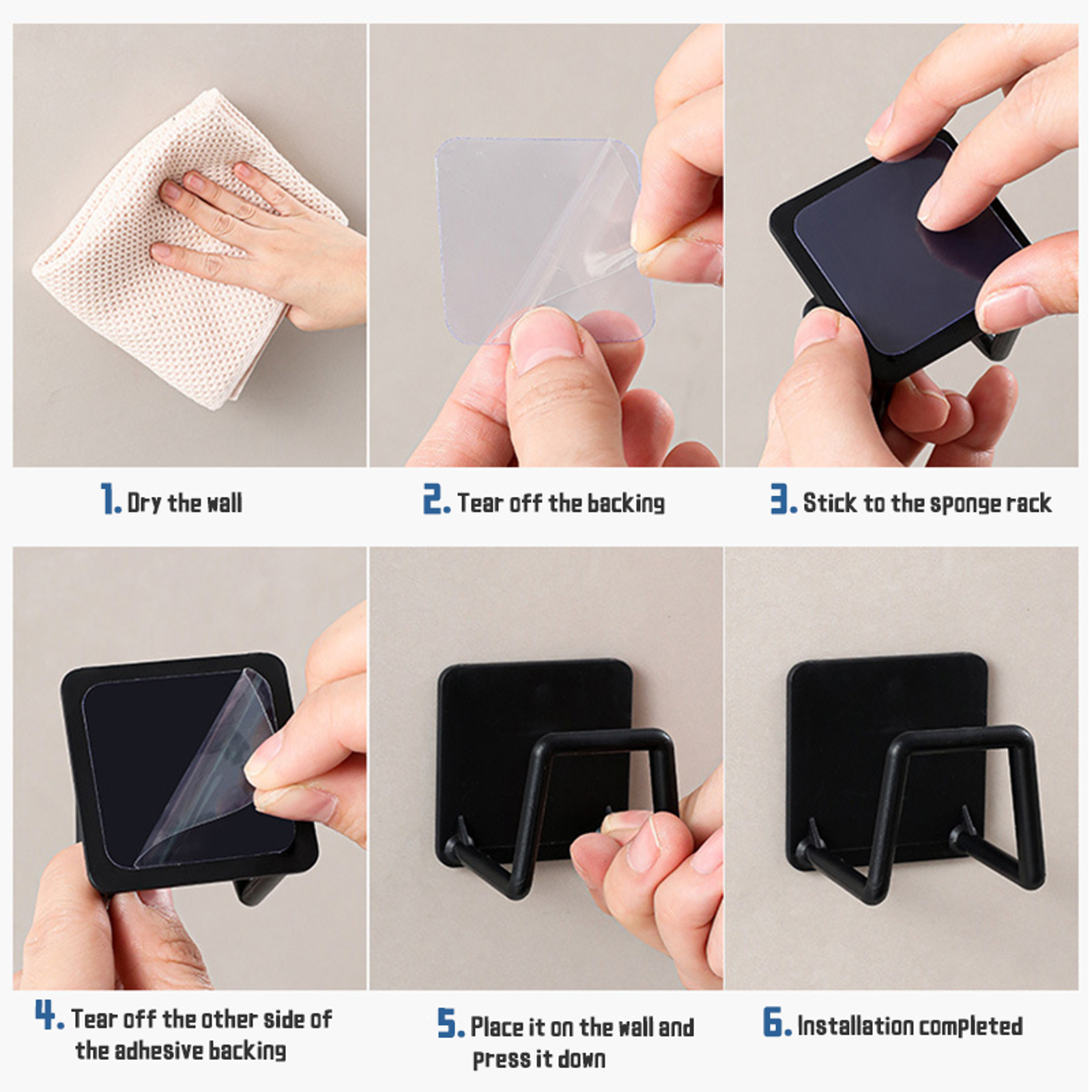 Self-Adhesive Kitchen Sink Sponge Holder - Drying Rack