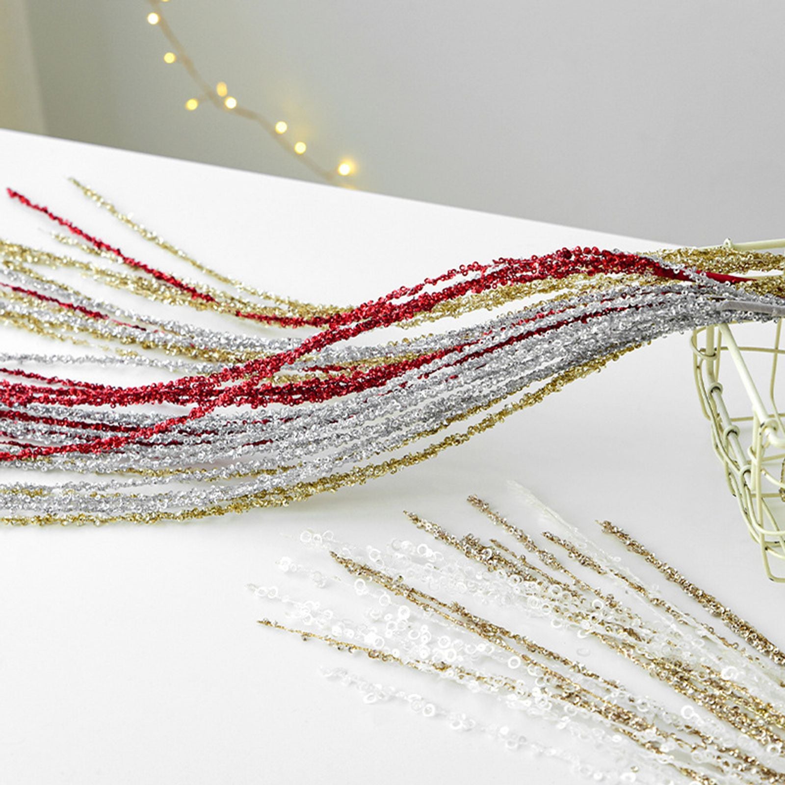 90CM Glitter Sequins and Tassels for Christmas Arrangements
