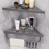 Wall-Mounted Triangle Drain Shelf with Hooks