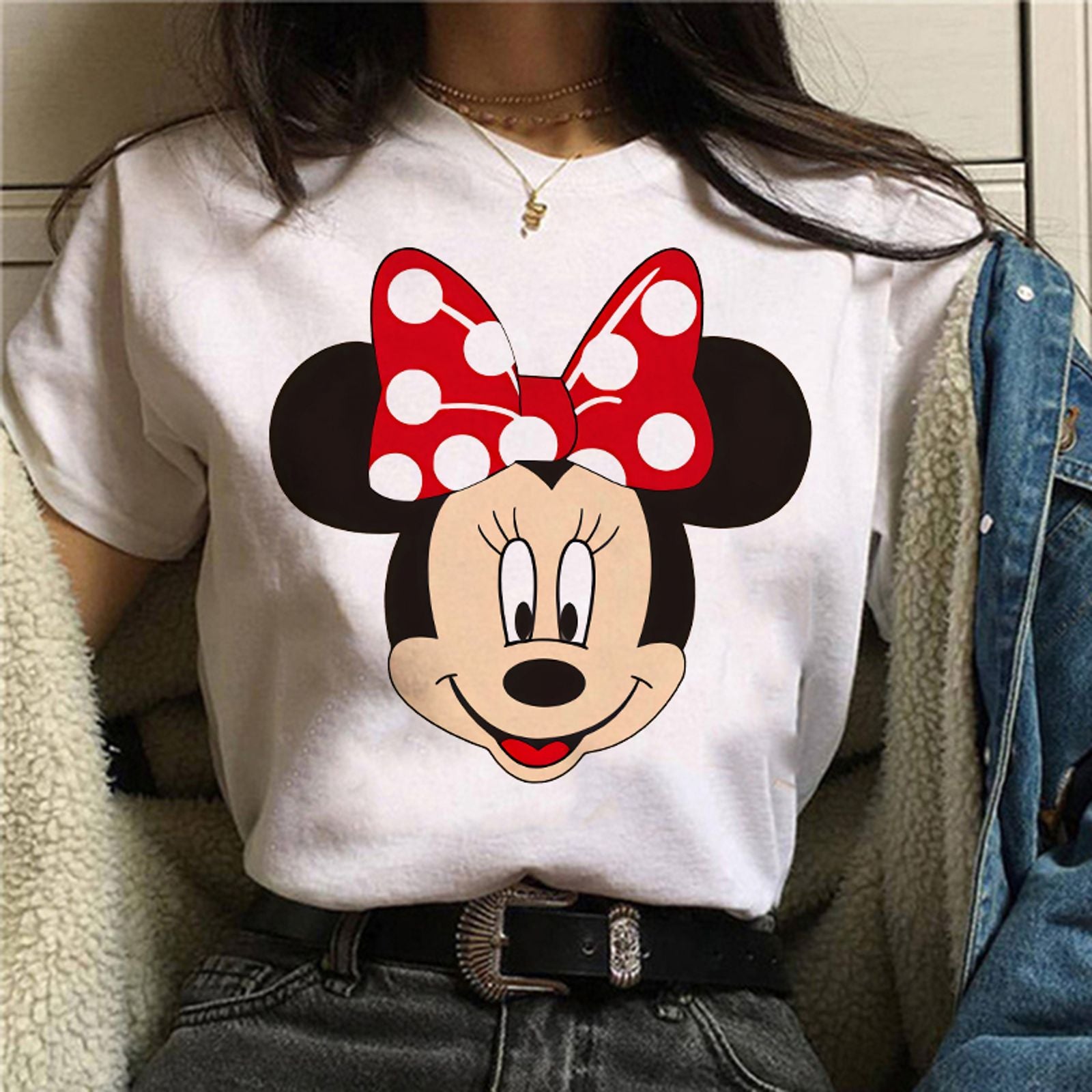 90s Y2K Mickey Print T-Shirt for Women