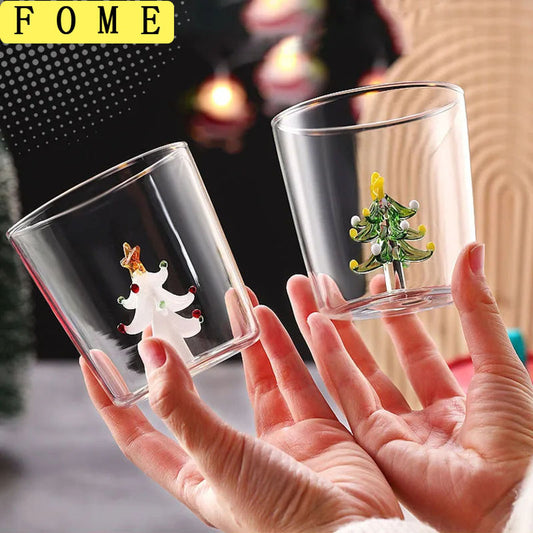 FOME Creative Glass Coffee Mug - Christmas Tree Design