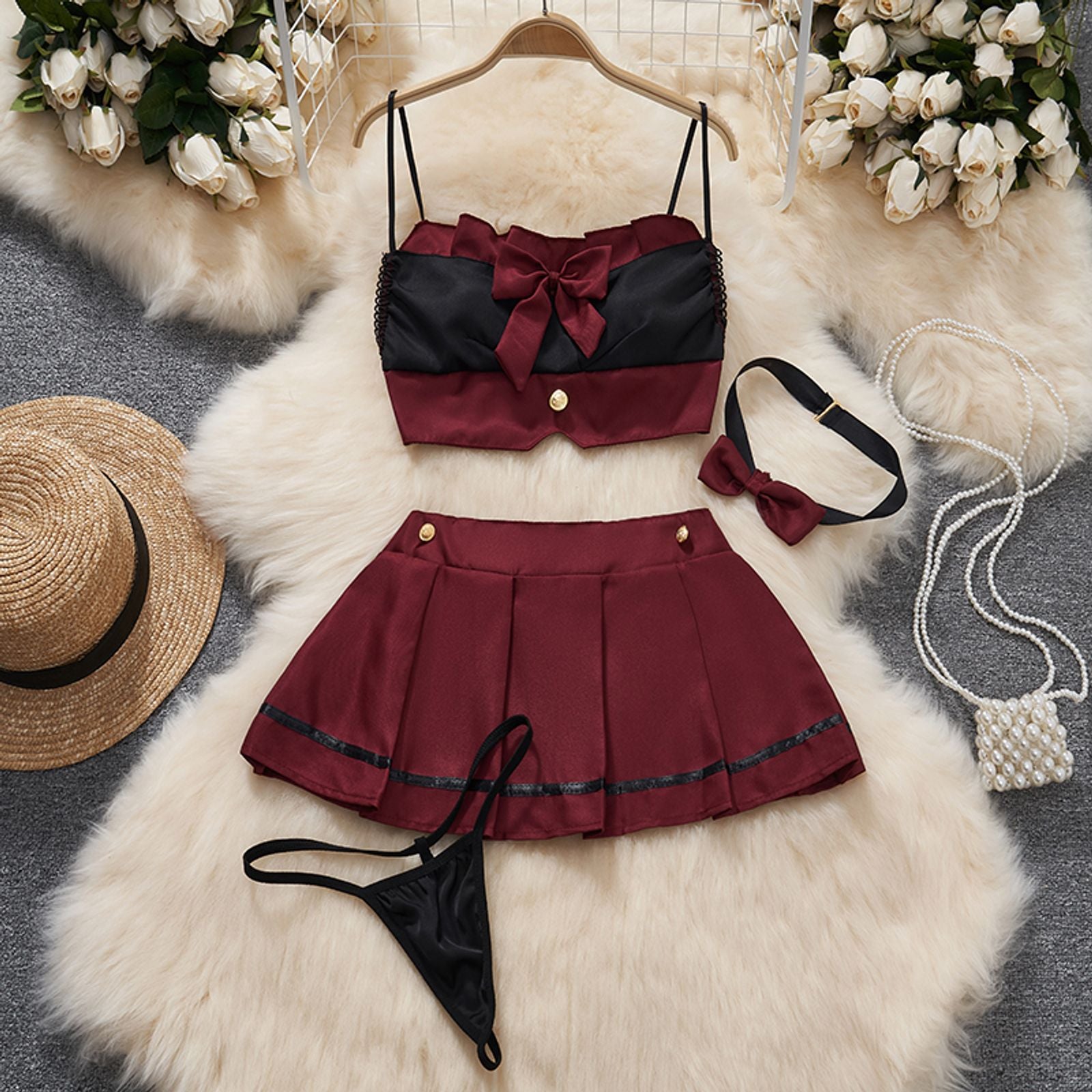 Black Cute Lolita Mini Dress with Ruffle Bow