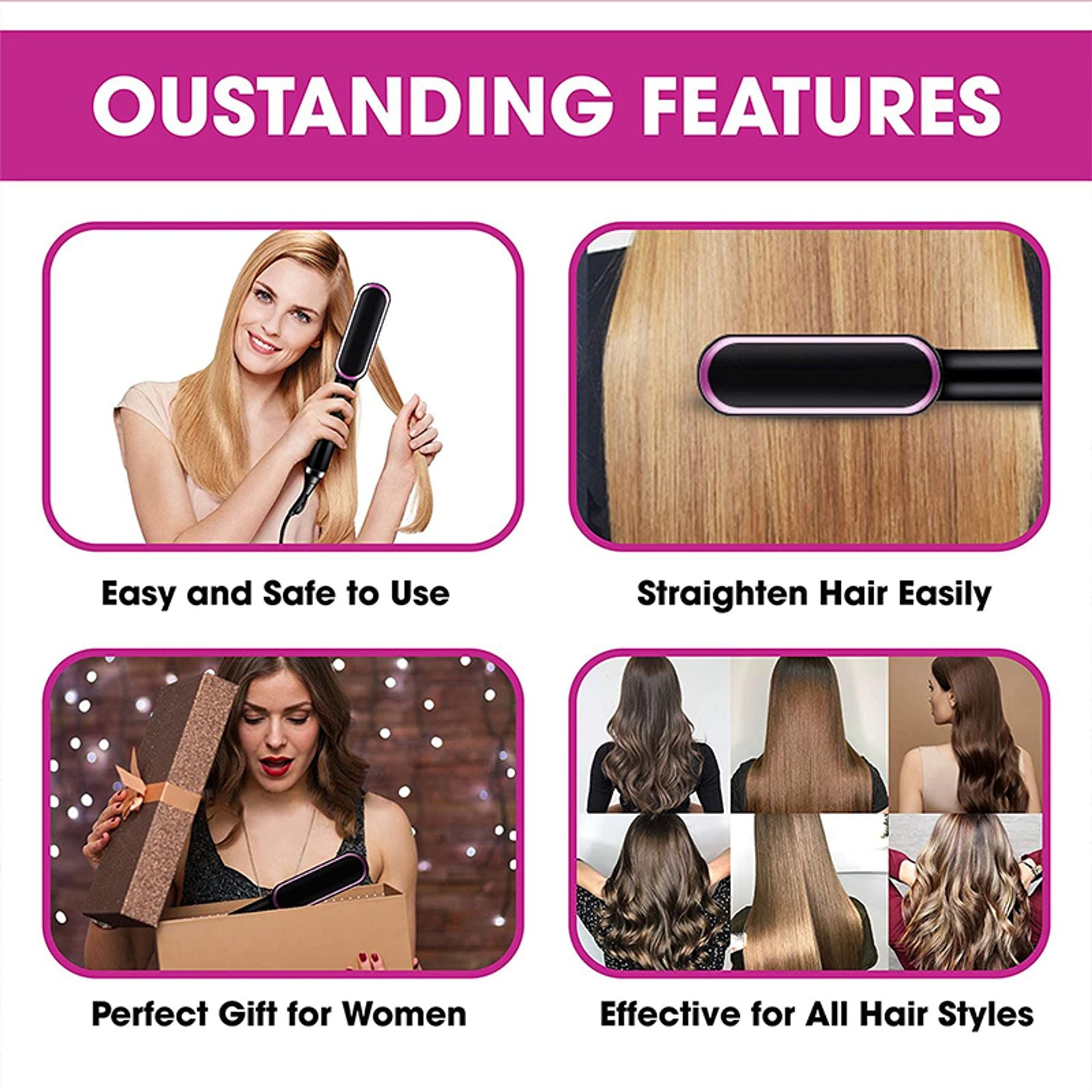 Professional PTC Heated Hair Straightener Comb