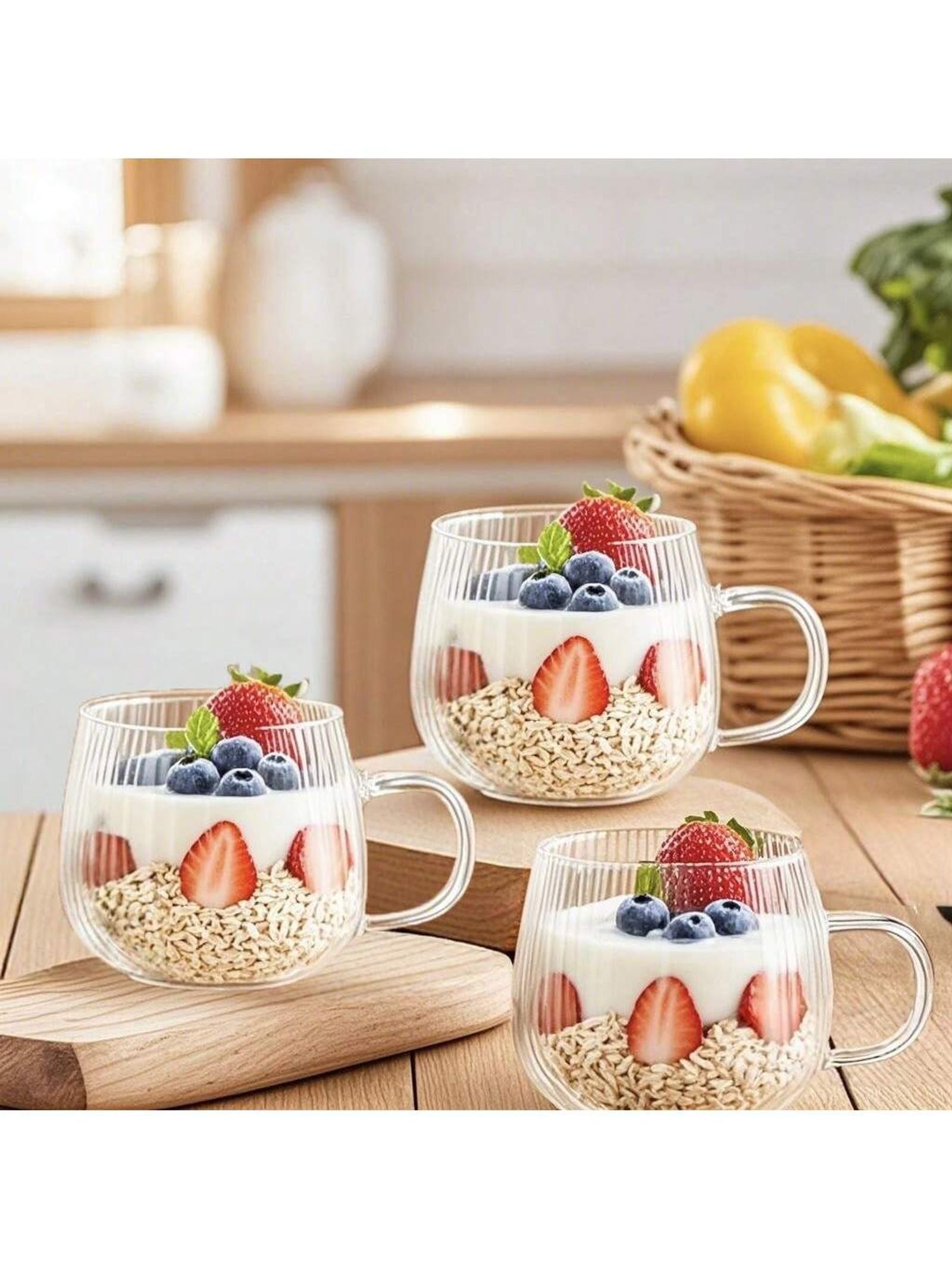 Pumpkin Striped Glass Cup Set - 450ml