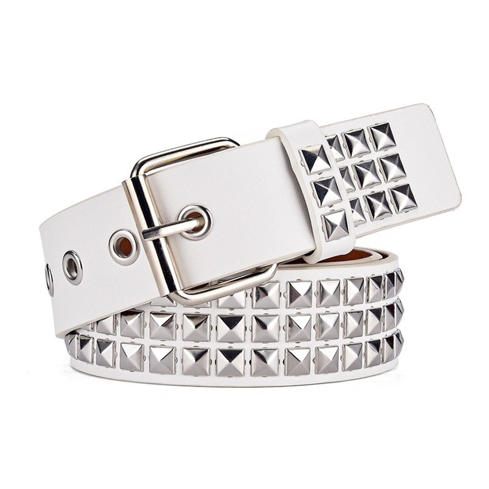 Fashion Square Bead Rivet Punk Belt for Men and Women