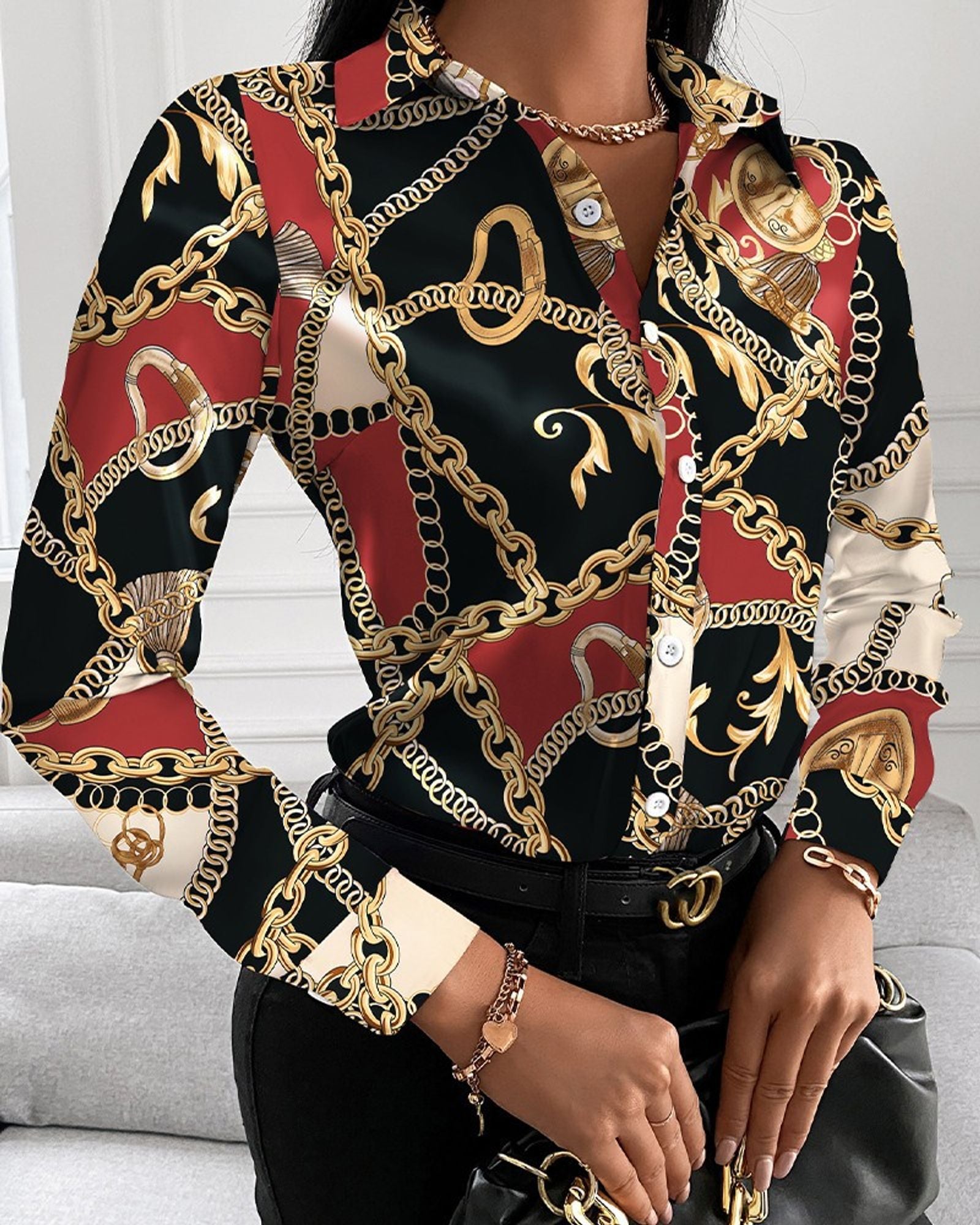 Women's Fashion Long Sleeve Blouses with Unique Prints