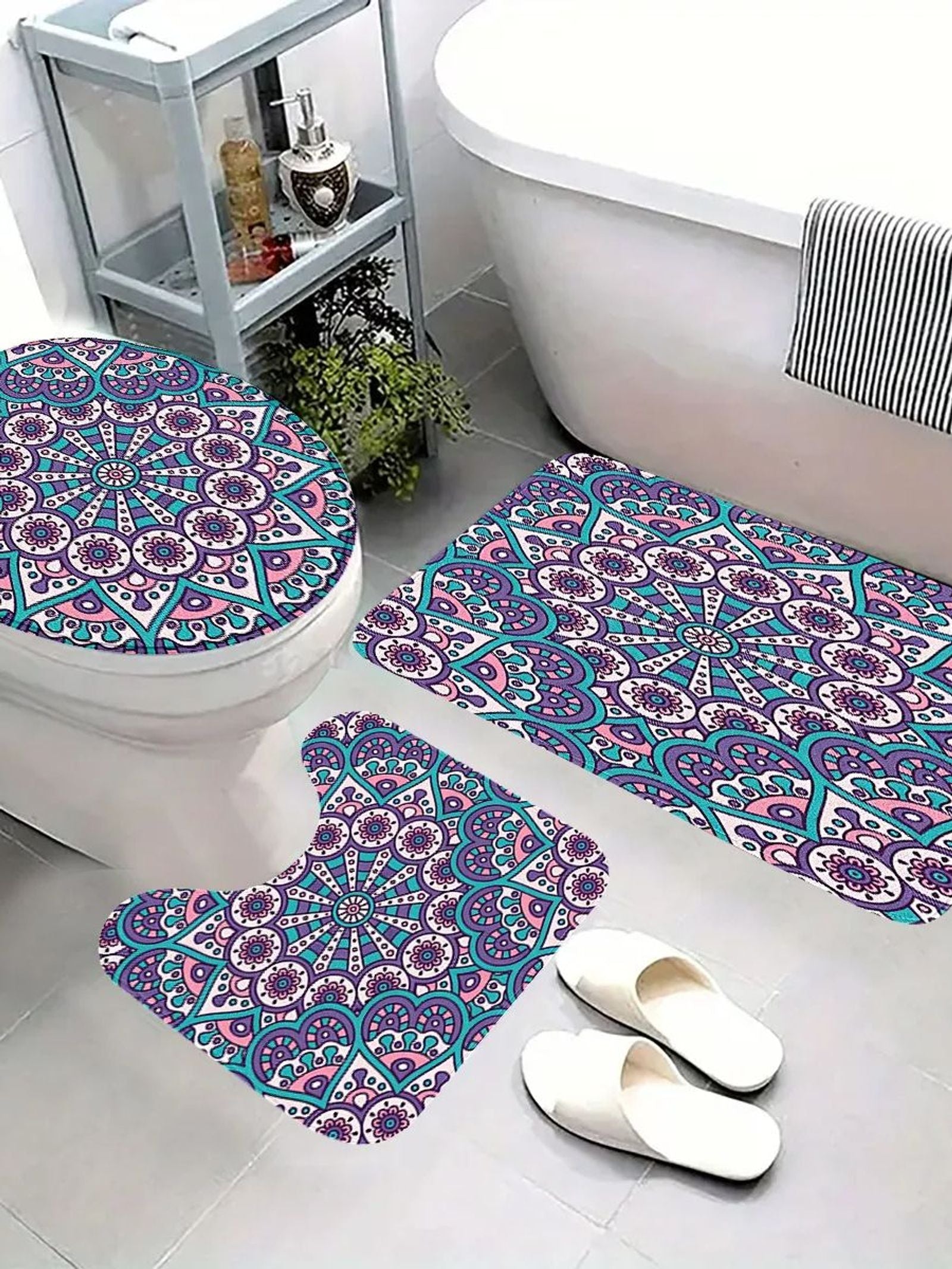 Bohemian Mandala Bathroom Set - Non-Slip Mat Collection