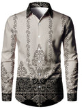 Hawaiian Long-sleeved Collar Shirt with 3D Tiger Eagle Print