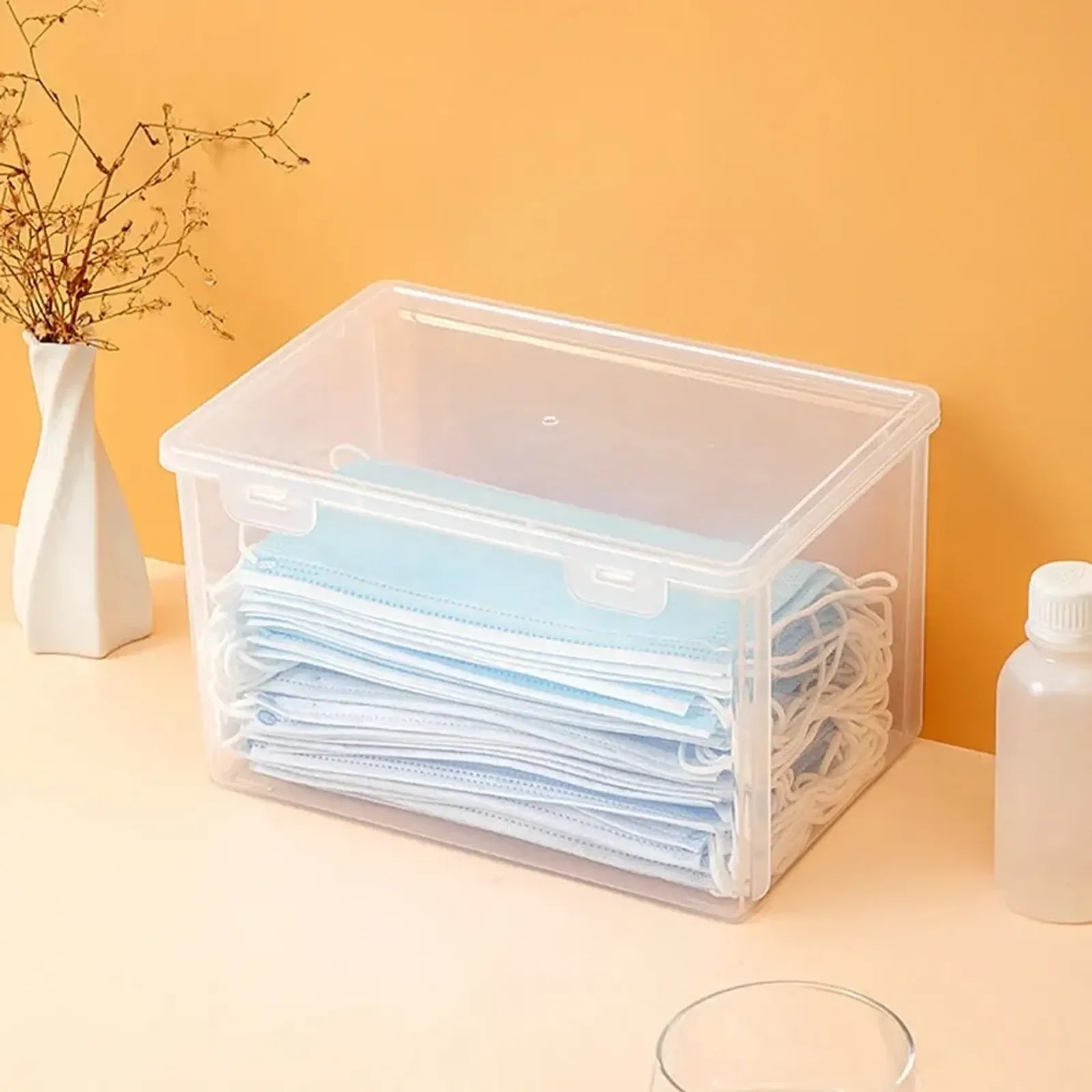 2PCS Transparent Large Capacity Mask Storage Box