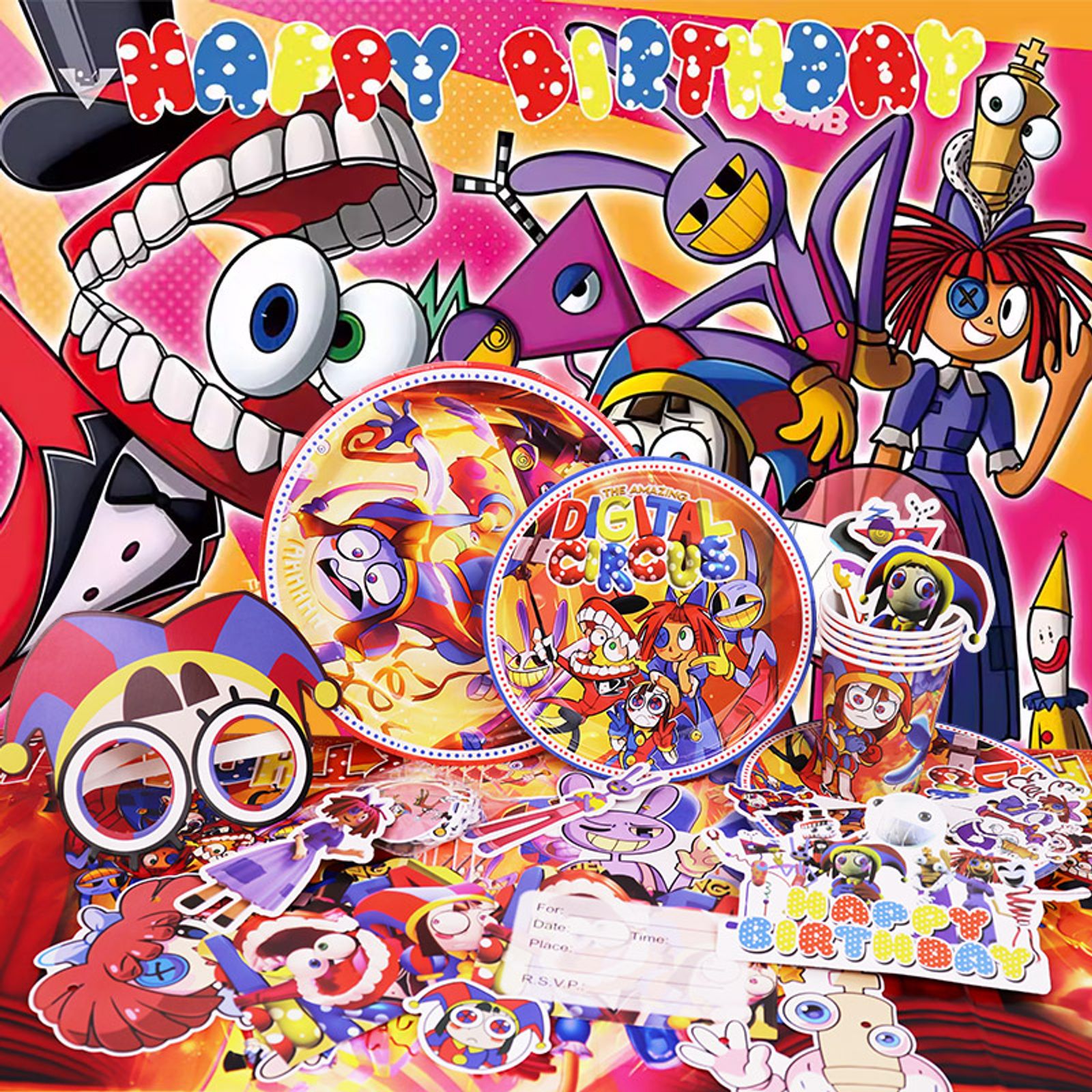 Amazing Digital Circus Birthday Party Balloon Decoration