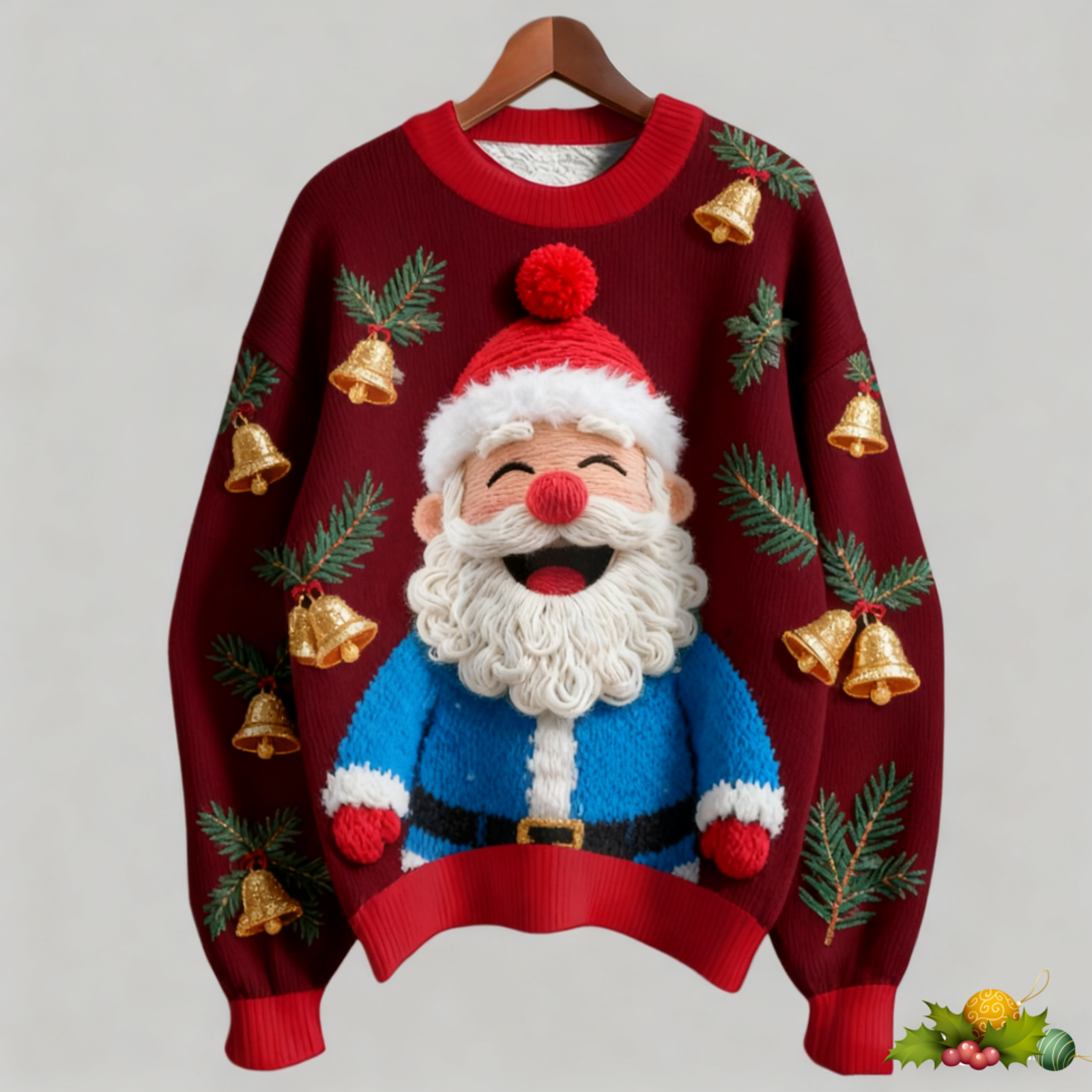 3D Printed Santa Claus Snowflake Ugly Sweater