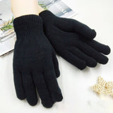 Black Thickened Double Layer Lamb Velvet Winter Gloves