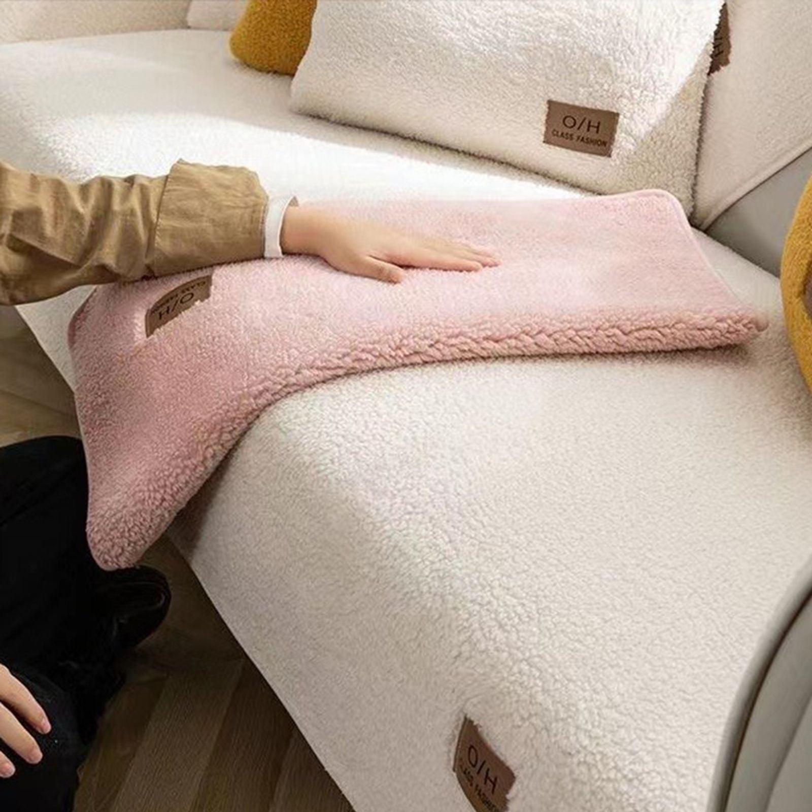 Nordic Lamb Wool Sofa Cover - Plush Warm Cushion Protector