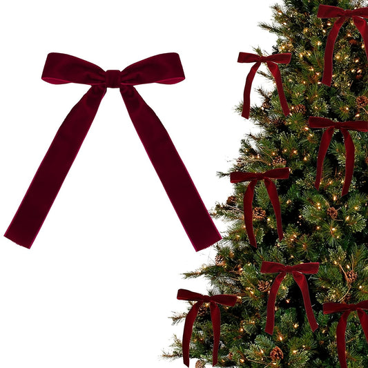 20pcs Burgundy Velvet Bows for Christmas Tree Decoration