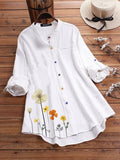 Women's Floral Pattern Button Down Long Sleeve Blouse